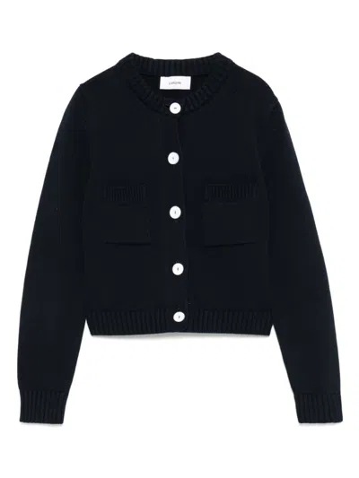 Lardini Cropped Midnight Blue Cotton Bomber In Black