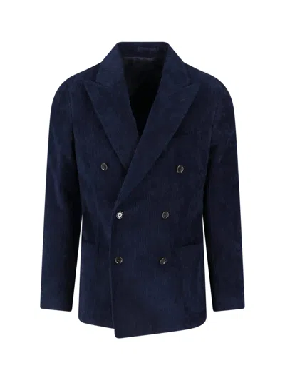 Lardini Dark Blue Corduroy Cotton Velvet Blazer