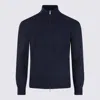 Lardini High Collar Long Sleeve Knit Sweater In Blue