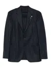 Lardini Tailored Blazer With Dark Checkered Pattern And Notch Lapel In Multi