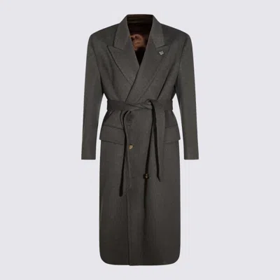 Lardini Dark Grey Wool Coat In Army