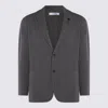 Lardini Lapel Pin Front Pockets Crewneck Jacket In Gray