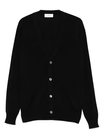Lardini Deep V-neck Black Sweater With Button-down Front