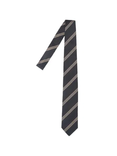 Lardini Diagonal-stripe Silk Tie In Gray
