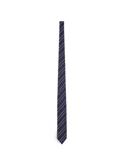 Lardini Diagonal-stripe Silk Tie In Blue