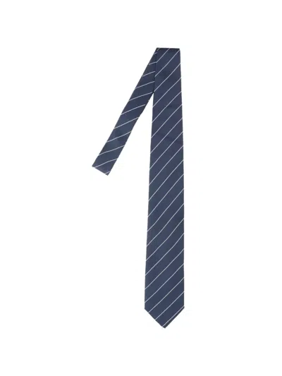 Lardini Diagonal-stripe Silk Tie In Blue