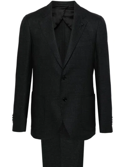 Lardini Notched-lapels Metallic-threading Blazer In Blue