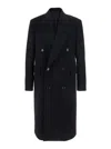 Lardini Double-breasted Virgin Wool Coat In Black