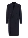 Lardini Double-breasted Herringbone Coat In Blue
