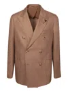 Lardini Double-breasted Beige Blazer With Peak Lapels