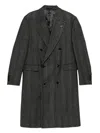 Lardini Peak Lapels Double-breasted Long Coat In Black