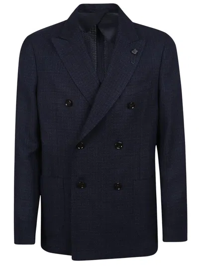 Lardini Double-breasted Black Jacket With Tailored Fit