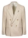 Lardini Double-breasted Blazer In Neutral
