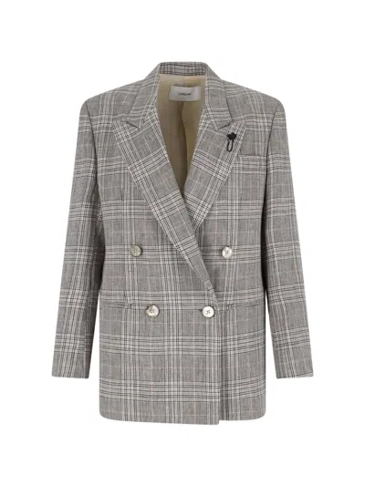 Lardini Double-breasted Blazer In Beige