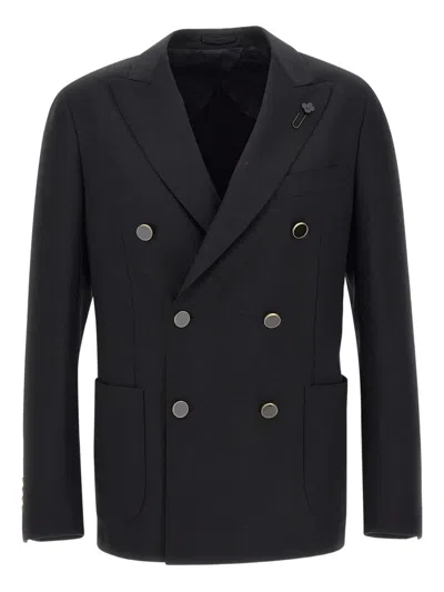 Lardini Double-breasted Blazer In Black