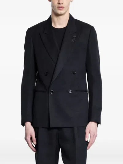 Lardini Double-breasted Blazer In Black