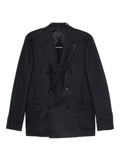 Lardini Double-breasted Blazer In Black