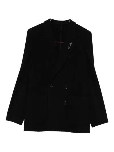 Lardini Double-breasted Blazer In Black