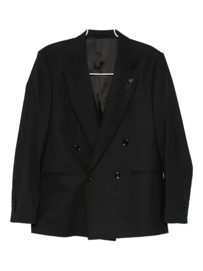 Lardini Double-breasted Blazer In Black