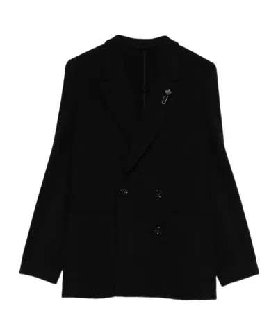 Lardini Double-breasted Blazer In Black