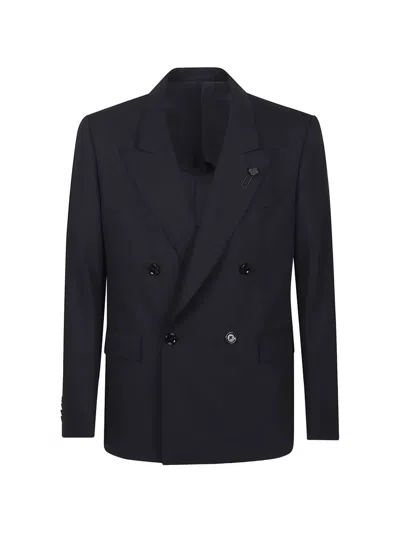 Lardini Double-breasted Blazer In Black