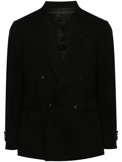 Lardini Double-breasted Blazer In Black