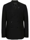 Lardini Pinstriped Double-breasted Wool Blazer In Black