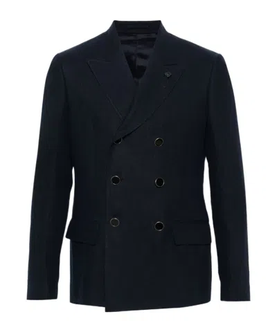 Lardini Double-breasted Blazer In Black