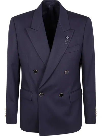Lardini Double-breasted Blazer In Blue
