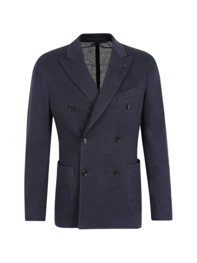 Lardini Double-breasted Blazer In Blue