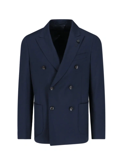 Lardini Double-breasted Blazer In Blue