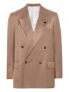 Lardini Double-breasted Blazer In Brown
