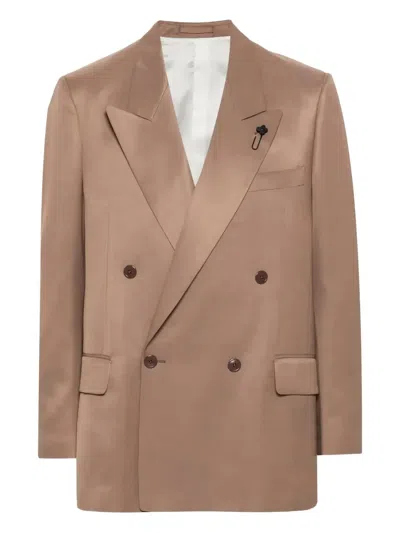Lardini Double-breasted Blazer In Brown