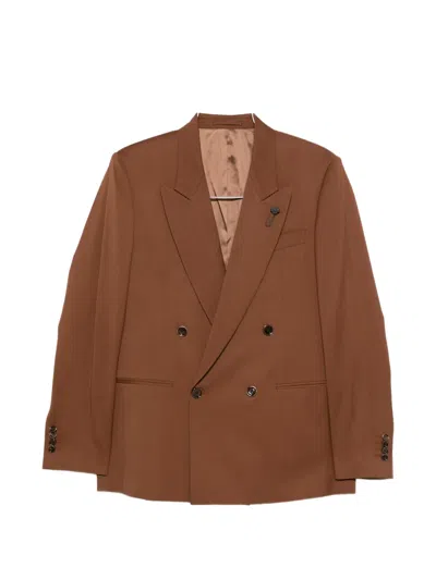 Lardini Double-breasted Blazer In Brown