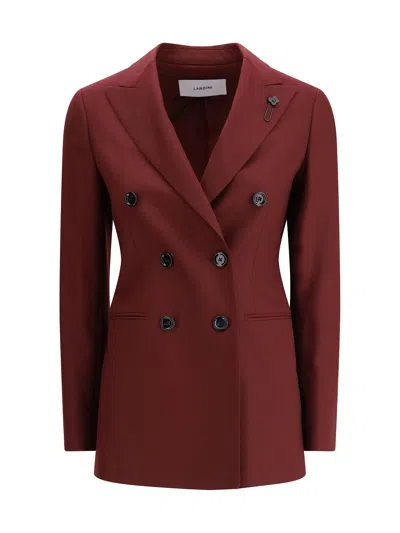Lardini Double-breasted Blazer In Burgundy