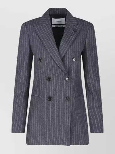 Lardini Double Breasted Blazer Flower Pin Detail In Multi