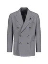 Lardini Double-breasted Blazer In Gray