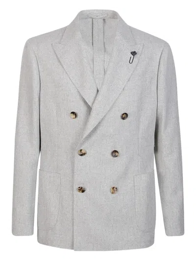 Lardini Double-breasted Blazer In Gray
