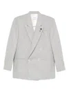 Lardini Double-breasted Blazer In Gray
