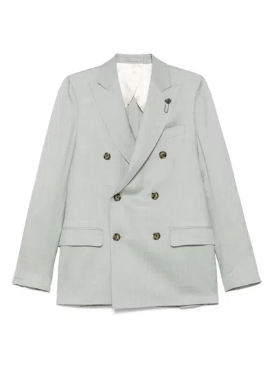 Lardini Double-breasted Blazer In Green