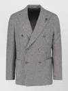 Lardini Double Breasted Blazer Houndstooth Pattern Buttons In Black