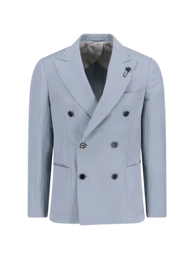 Lardini Double-breasted Blazer In Light Blue