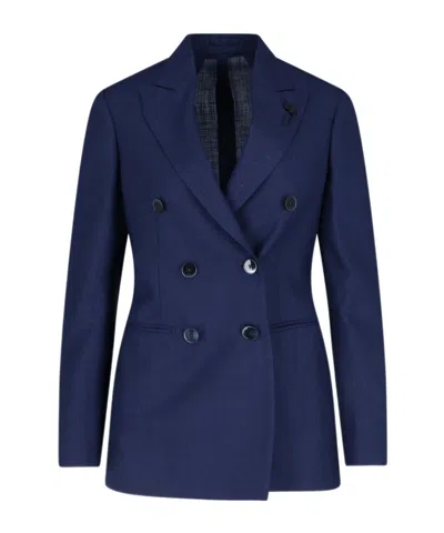 Lardini Double-breasted Blazer In Blue