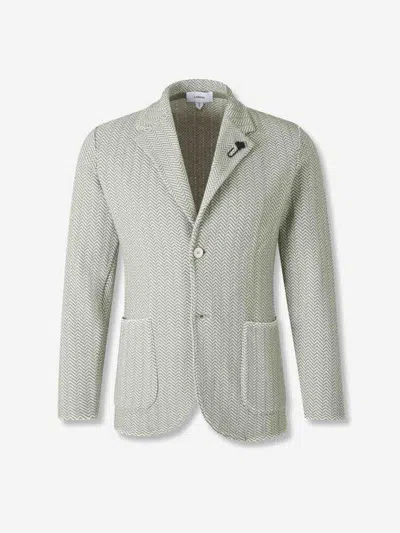 Lardini Herringbone Two-button Blazer In Gray