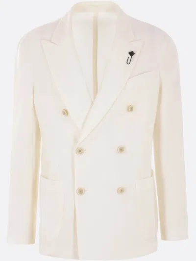 Lardini Double-breasted Blazer In Neutrals