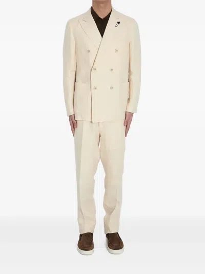 Lardini Double-breasted Blazer In Neutrals