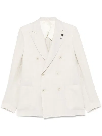 Lardini Double-breasted Blazer In Neutrals