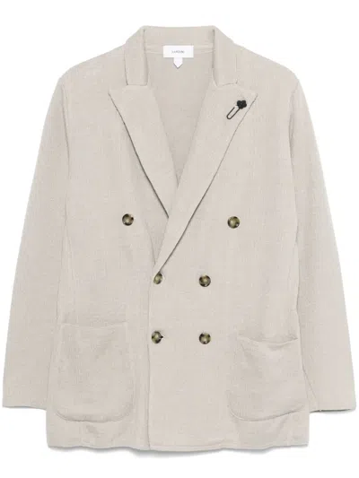 Lardini Double-breasted Blazer In Neutrals