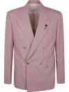 Lardini Structured Double-breasted Jacket Button Detailing In Pink