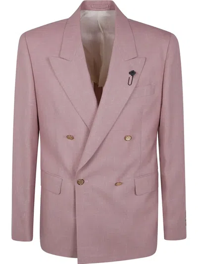 Lardini Double-breasted Blazer In Pink